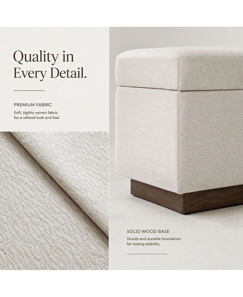 Maison Boucle Entryway Storage Bench With Lift-Top Lid, Linen Upholstered Ottoman Bench, Small-Space Seating for Bedroom or Living Room