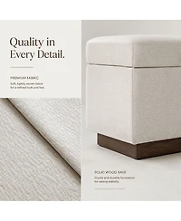 Maison Boucle Entryway Storage Bench With Lift-Top Lid, Linen Upholstered Ottoman Bench, Small-Space Seating for Bedroom or Living Room