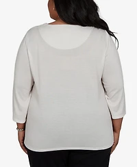 Alfred Dunner Plus Classic Santa Cat Knit Top