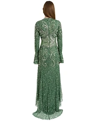 Maryisa Women's Modest Embellished Sequins Trail Maxi Dress