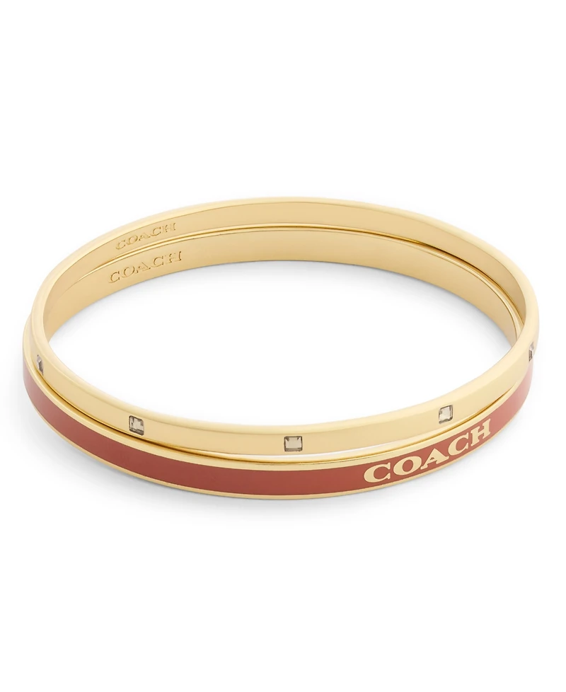 Coach Faux-Stone Signature Logo Enamel Stone Duo Bangle Bracelet
