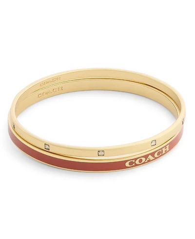 Coach Faux-Stone Signature Logo Enamel Stone Duo Bangle Bracelet