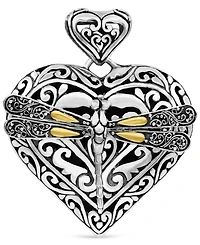 Devata Dragonfly Heart Pendant Necklace in Sterling Silver and 18K Gold