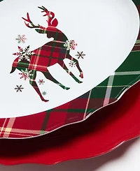 Tinsel And Frost Melamine Tartan Plaid Deer Oval Tray, Set of 2