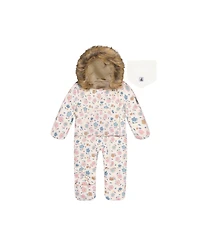 Deux par Baby Girl 3M-24M Snug One Piece Snowsuit Adapted for Car Seats with Floral Print
