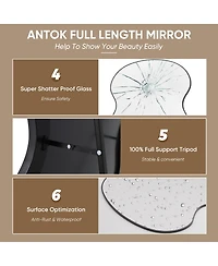 Antok Full Length Mirror, 71"x32" Wavy Mirror Full Length with Stand for Bedroom, Living Room Cloakroom