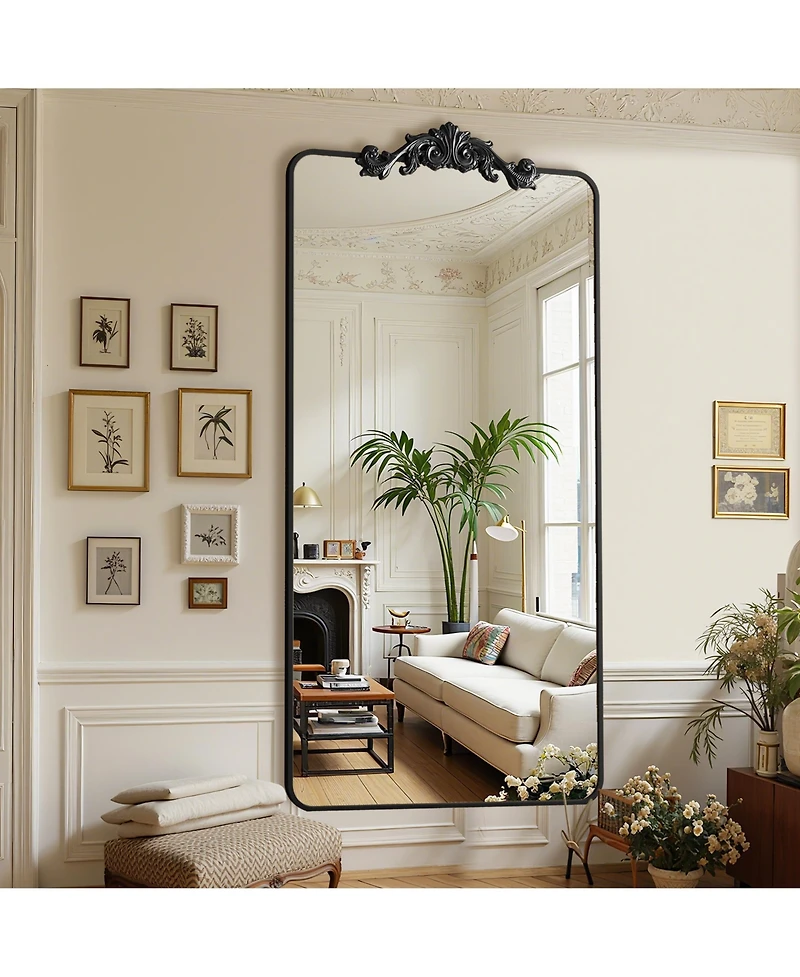 Antok Retro Full Length Mirror, 71"x32" Carved Floor Mirror for Bedroom, Hanging Mounted for Living Room Cloakroom
