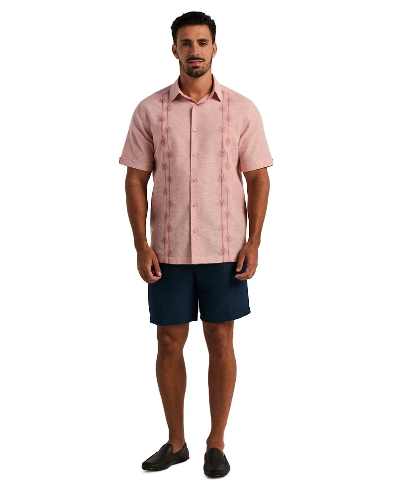 Cubavera Men's Linen Blend Floral Embroidered Shirt