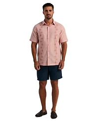 Cubavera Men's Linen Blend Floral Embroidered Shirt