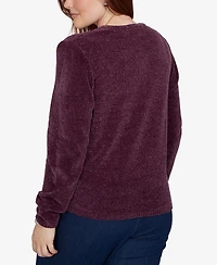 Alfred Dunner Petite Classic Cable Pullover Chenille Sweater