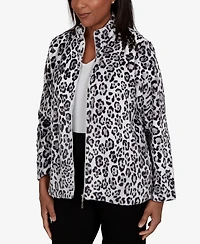 Alfred Dunner Petite Classic Cozy Animal Print Knit Jacket