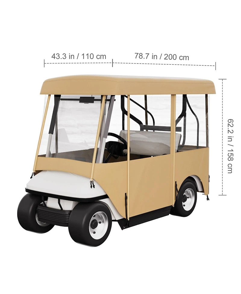 Sevorley 4-Sided Golf Cart Enclosure for 4-Seater, 300D Waterproof with Clear Windows