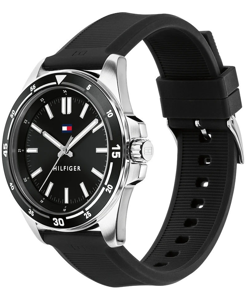 Tommy Hilfiger Men's Quartz Black Silicone Strap Watch 42mm