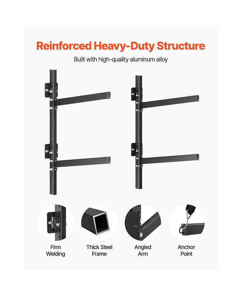 Sevorley 2-Kayak Wall-Mounted Storage Rack, Adjustable Heavy-Duty Steel Stand, 200 lb Capacity