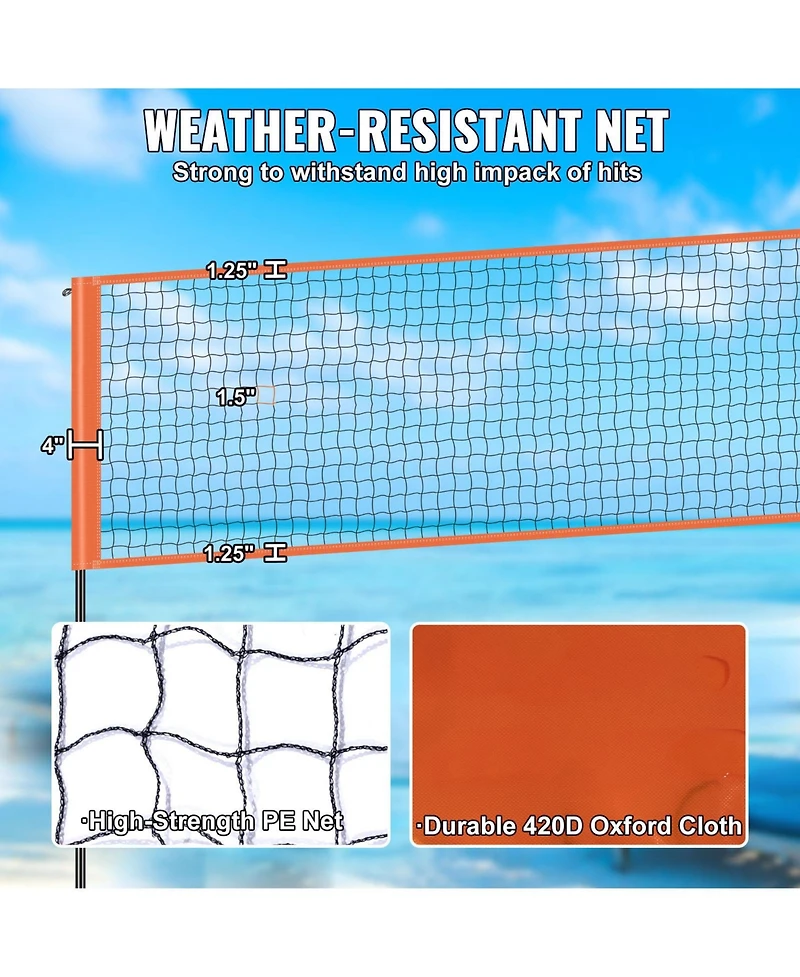 Sevorley 4-Way Volleyball and Badminton Net Set with Adjustable Height