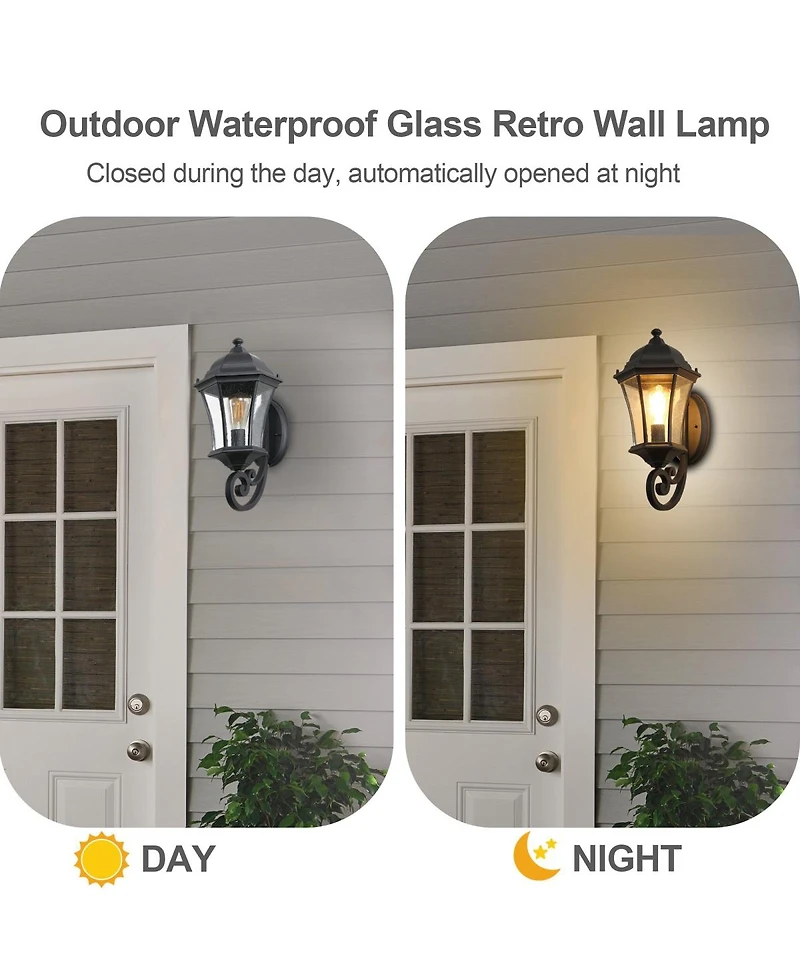 Asagikoiai 2-Pack Metal Outdoor Wall Lanterns, Waterproof Sconce Lights for Garage, Patio, Porch