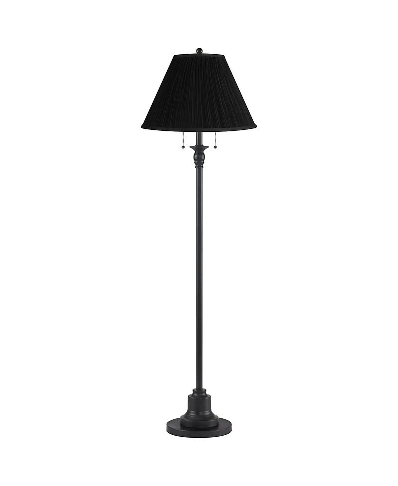 360 Lighting Dyna Traditional 58" Tall 2-Light Standing Floor Lamp Skinny Pole Pull Chain Finish Pleated Shade