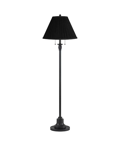 360 Lighting Dyna Traditional 58" Tall 2-Light Standing Floor Lamp Skinny Pole Pull Chain Finish Pleated Shade