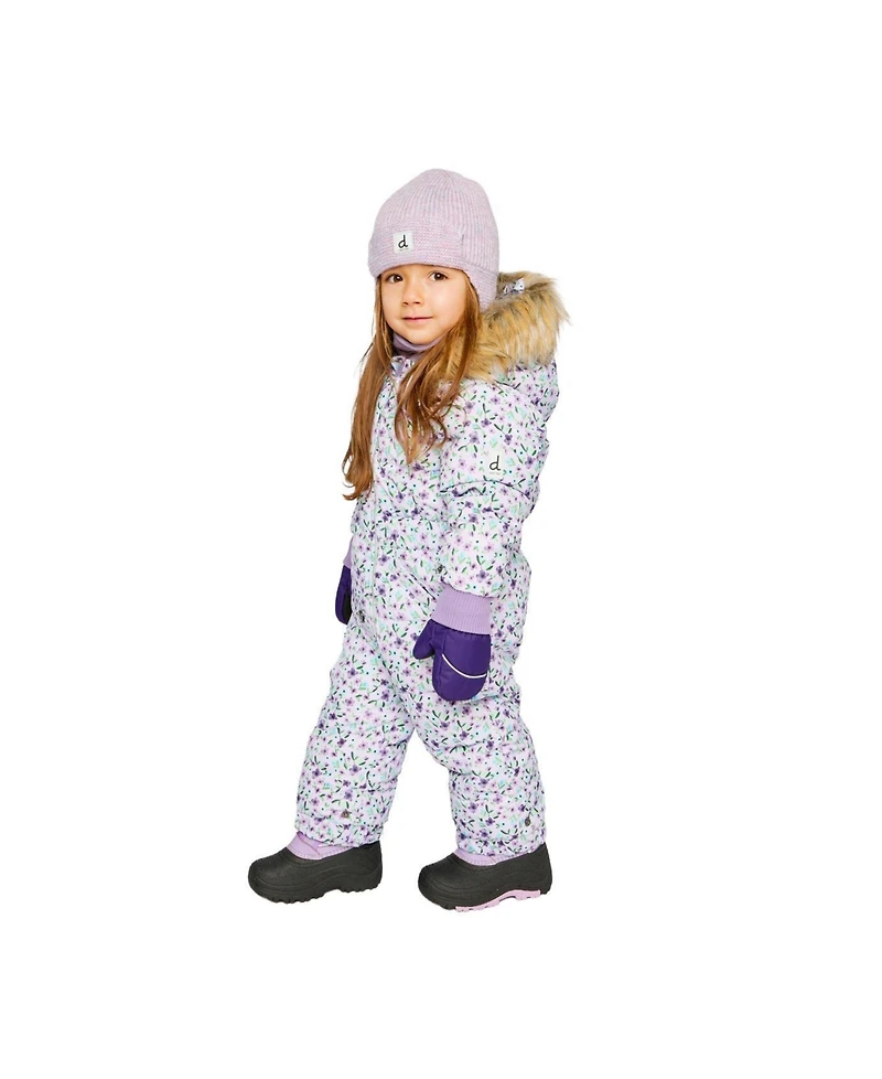 Deux par Baby Girl ( 6M to 24 M ) Original One Piece Puffy Snowsuit with Removable Mittens and Boots Printed Mini Flowers