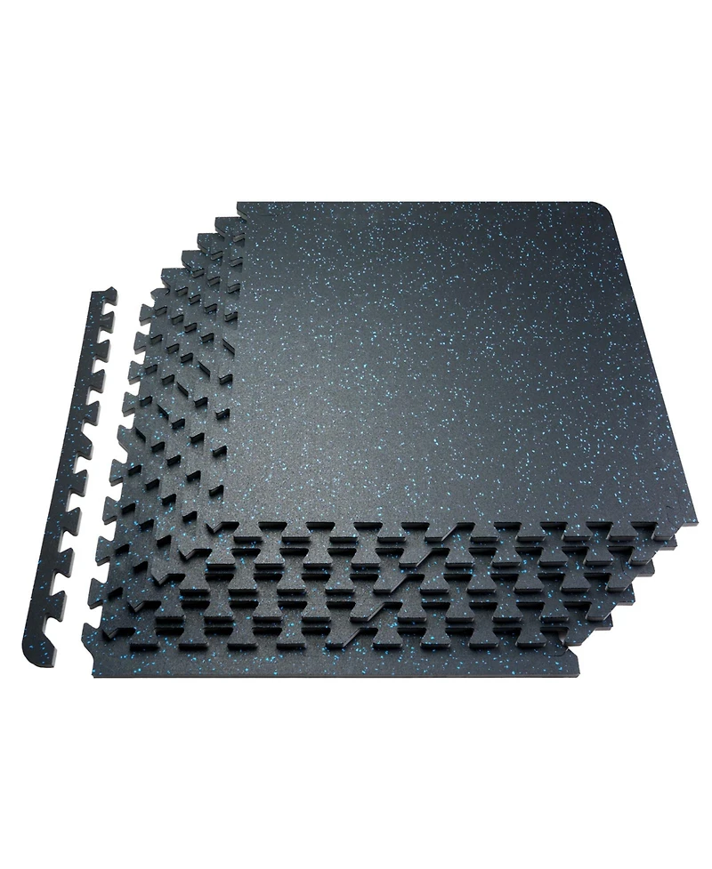 Sevorley Interlocking Gym Floor Tiles, 6-Piece Rubber-Top Puzzle Mats, 24 Sq Ft