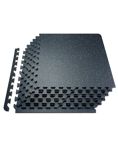 Sevorley Interlocking Gym Floor Tiles, 6-Piece Rubber-Top Puzzle Mats, 24 Sq Ft