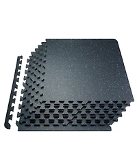 Sevorley Interlocking Gym Floor Tiles, 6-Piece Rubber-Top Puzzle Mats, 24 Sq Ft