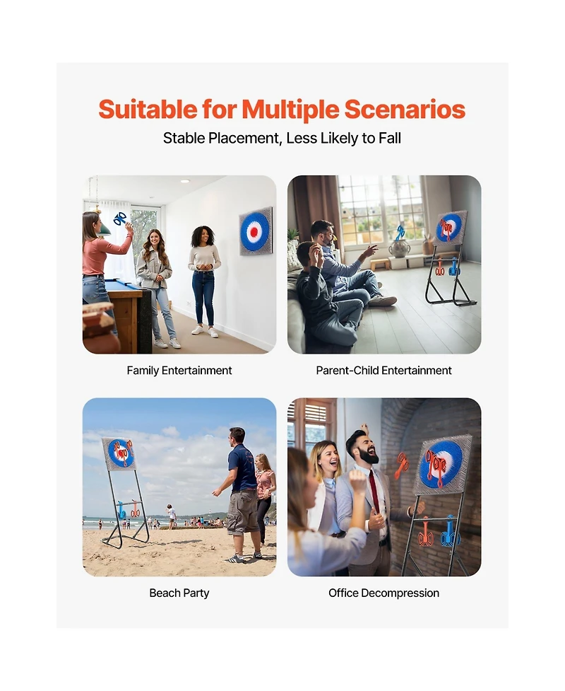 Sevorley Axe Throwing Game Set, Bristle Target with 8 Axes and Foldable Steel Stand