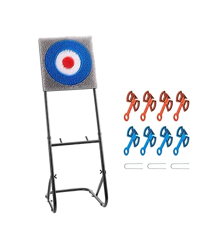 Sevorley Axe Throwing Game Set, Bristle Target with 8 Axes and Foldable Steel Stand