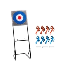 Sevorley Axe Throwing Game Set, Bristle Target with 8 Axes and Foldable Steel Stand