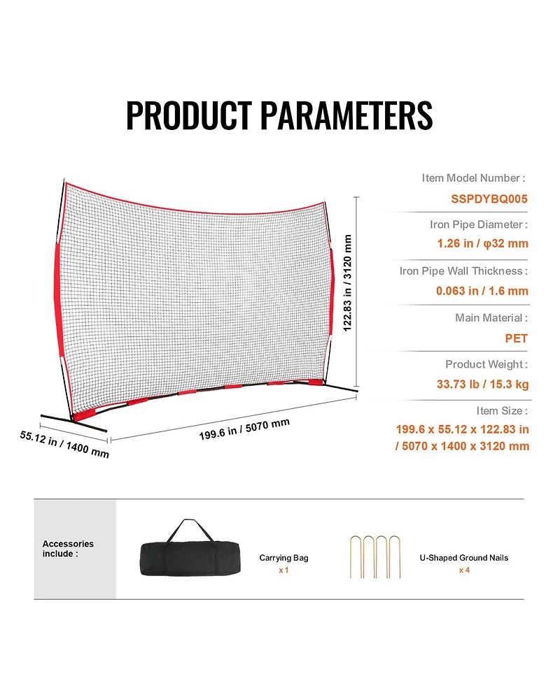 Sevorley 16 x 10 feet Barricade Backstop Net, Portable Multi-Sport Barrier Screen with Carry Bag