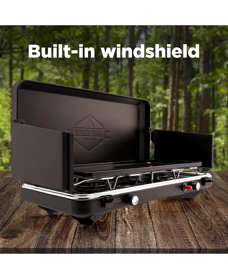 Hike Crew 2-Burner Gas Camping Stove and Griddle