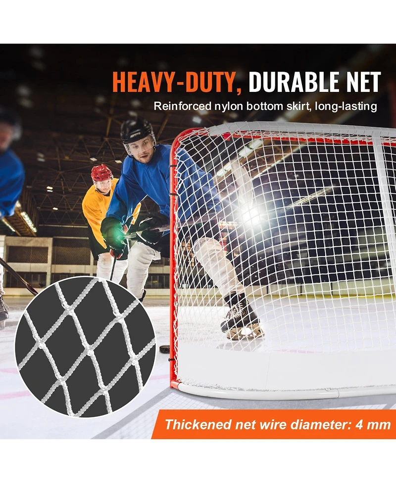 Sevorley Street Hockey Goal, 72" x 48" Steel Training Net, Portable Indoor Outdoor Regulation Goal Set