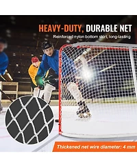 Sevorley Street Hockey Goal, 72" x 48" Steel Training Net, Portable Indoor Outdoor Regulation Goal Set