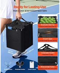 Sevorley Foldable Tennis Ball Hopper Cart with Wheels, Holds 200 Balls