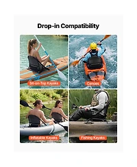 Sevorley Foldable Kayak Seat with Adjustable Back Support, 1.3" Raised Cushion and Aluminum Alloy Frame
