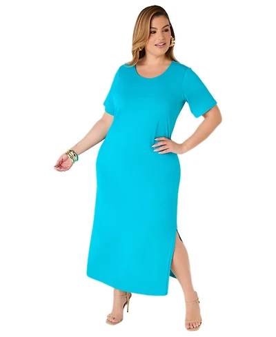 Ashley Stewart Women's Stretch Knit Maxi T Shirt Dress