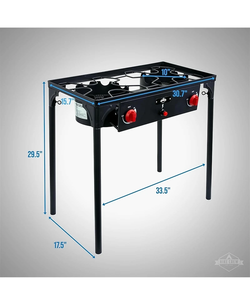 Hike Crew 3-Burner 225,000 Btu Gas Camping Stove, Portable Stove with Auto Ignition
