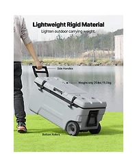 Sevorley Wheeled Portable Cooler, 74 qt, Holds 120 Cans, Insulated Rolling Ice Chest