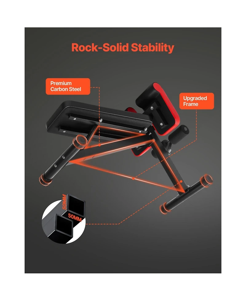 Sevorley Adjustable Roman Chair Hyperextension Weight Bench, Foldable Full-Body Home Gym Equipment, 330 lbs