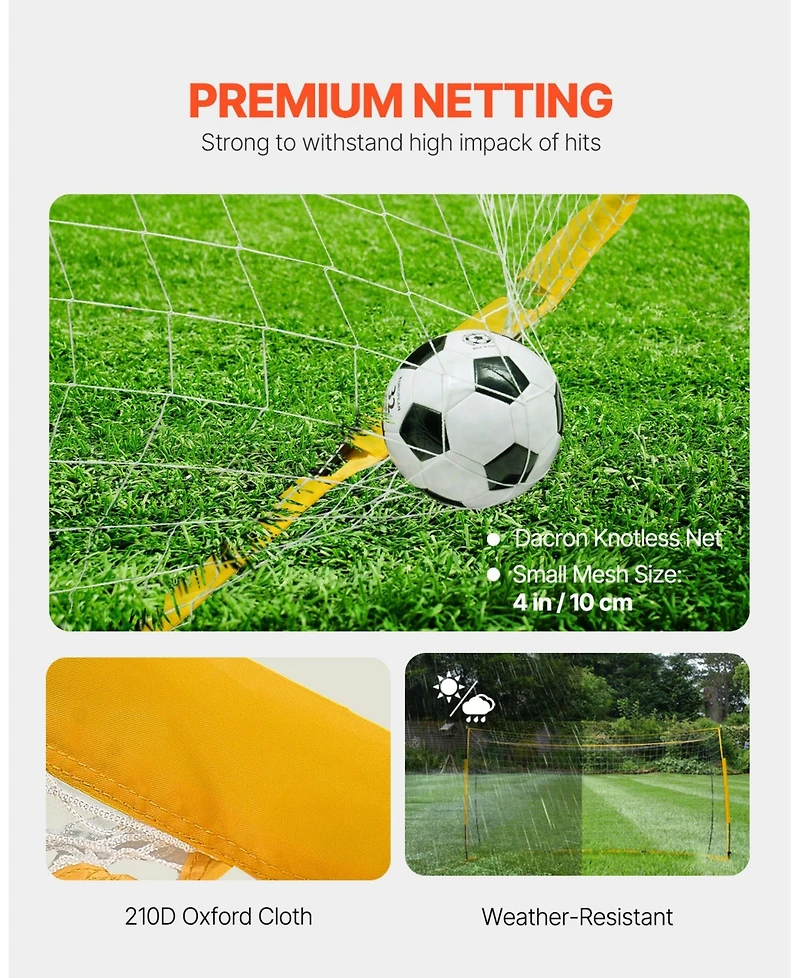Sevorley Portable Soccer Goal, 12 x 6 ft Steel and Fiberglass Backyard Soccer Net with Carry Bag
