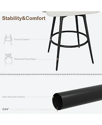 homfan Bar Stools Set of 8, 360 degrees Swivel Counter Height with Back, Polyester Knit Upholstered 25.4 Modern Chair, Metal Frame with Footrest
