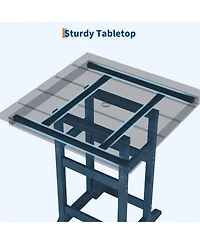 homfan 5-Piece Outdoor Bar Set – Square Table with Umbrella Hole and 4 Armrest Stools, All-Weather Hdpe Furniture for Backyard and Deck