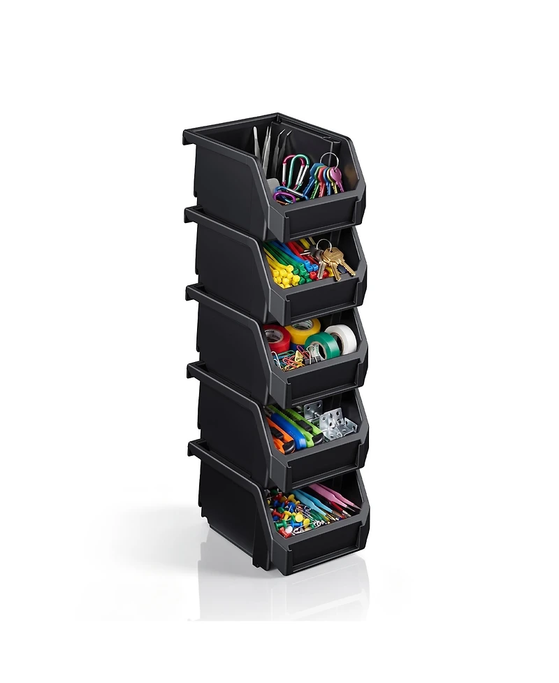 Sorbus Extra Small Open Front Stackable Garage Storage Bin - Heavy Duty Plastic Organizer Tote for Tools, Hardware and Shelving