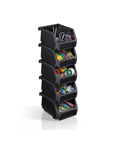 Sorbus Extra Small Open Front Stackable Garage Storage Bin - Heavy Duty Plastic Organizer Tote for Tools, Hardware and Shelving