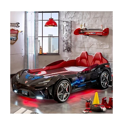 Cilek Kids Room Gts Ev Twin-Size Race Car Bed, - Remote Control, Led Lights, Sound Fx