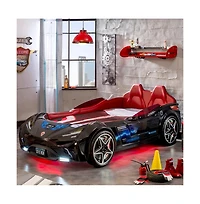 Cilek Kids Room Gts Ev Twin-Size Race Car Bed, - Remote Control, Led Lights, Sound Fx