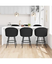 homfan Bar Stools Set of 6, Swivel Counter Height with Back, Polyester Knit Upholstered 25.4 Modern Chair, Metal Frame with Footrest for Kitchen