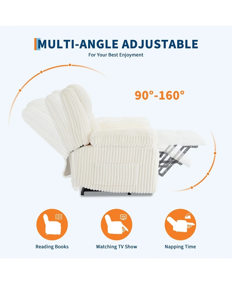 homfan Manual Recliner Chair with Pillow Top Arms and Side Pocket, 330 lb Capacity