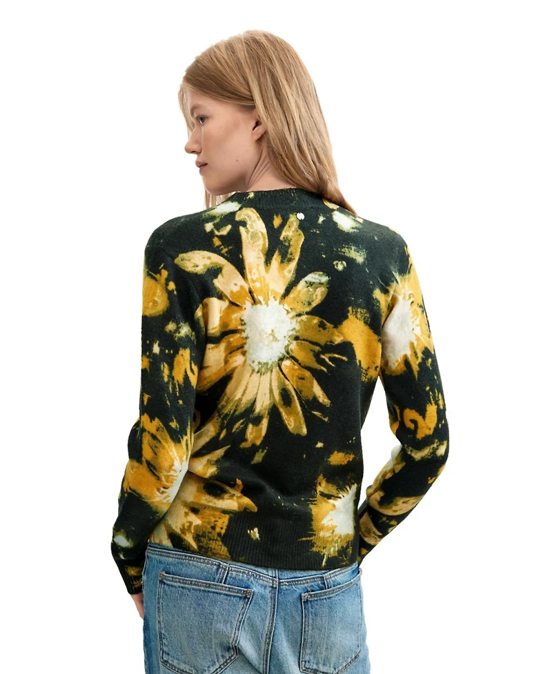 Desigual Women's Floral-Print Crew Neck Sweater