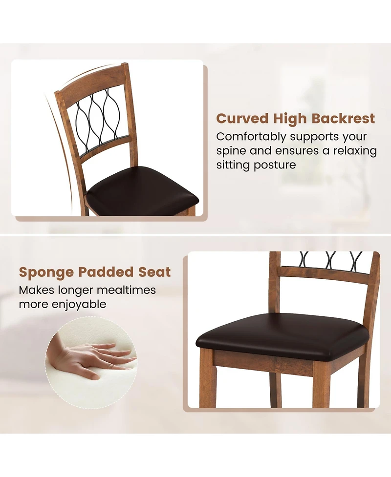 Gymax Fabric Dining Chair Set of With Padded Seat Elegant Backrest for Restaurant